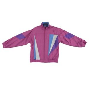 Vintage USA Olympic Windbreaker Jacket Men's Size‎ Medium Magenta 90s Colorblock